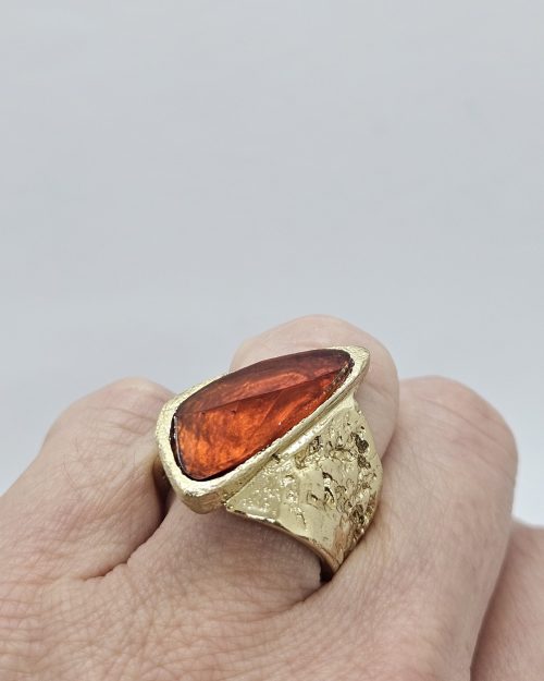 Anello Burn in bronzo e resina marrone